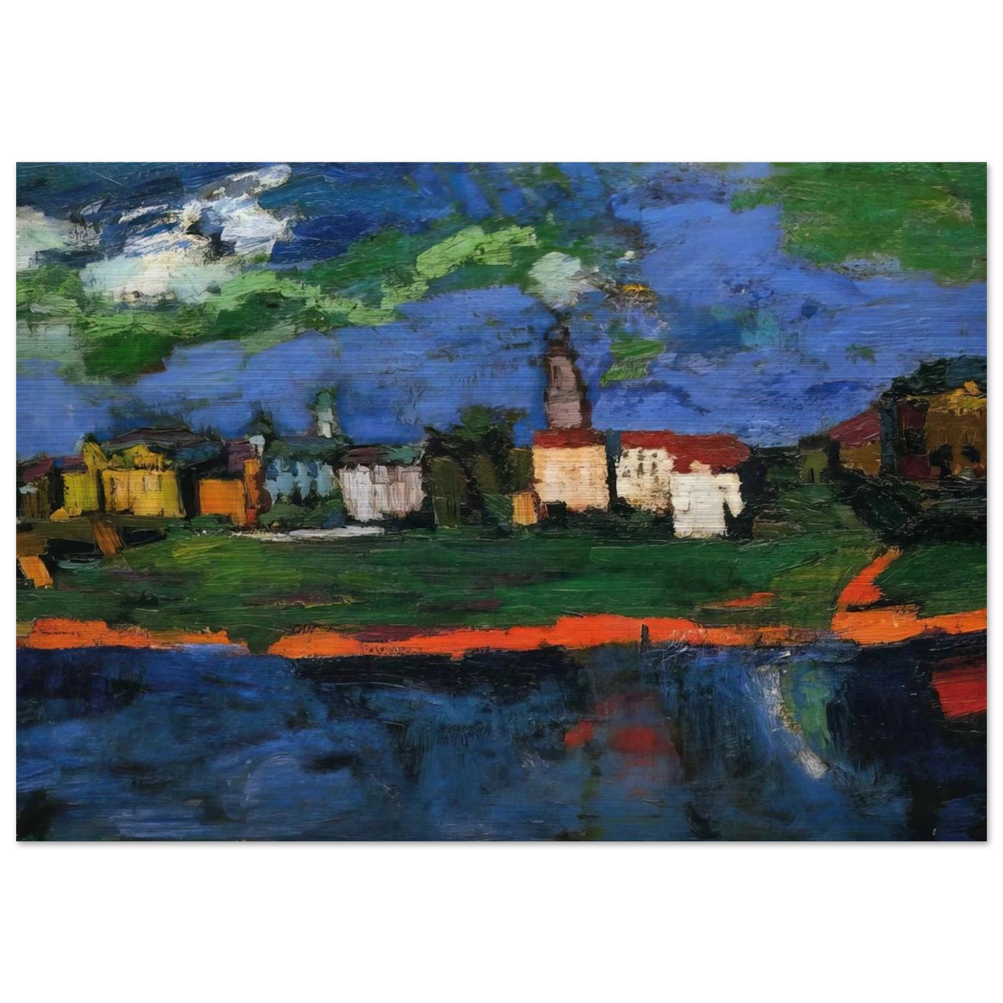 THE ELBE NEAR DRESDEN - OSKAR KOKOSCHKA Brushed Aluminum Print - 70x100 cm / 28x40 inches | OSKAR KOKOSCHKA Aluminum Print | OSKAR KOKOSCHKA Prints