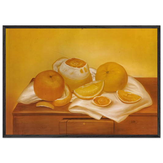 ORANGES - Fernando Botero 70x100 cm / 28x40 inches Framed Art Print – Black Wooden Frame