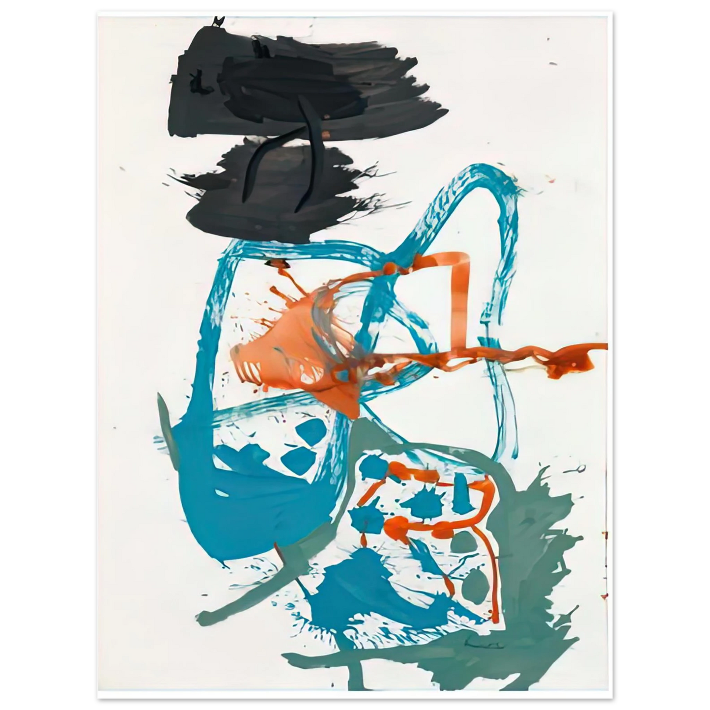 Helen Frankenthaler - Winter Figure with Black Overhead, 1959- Wall Art - 30x40 cm / 12x16 inches - Premium Wooden Framed Poster With Fine Art Paper-canvas - White frame