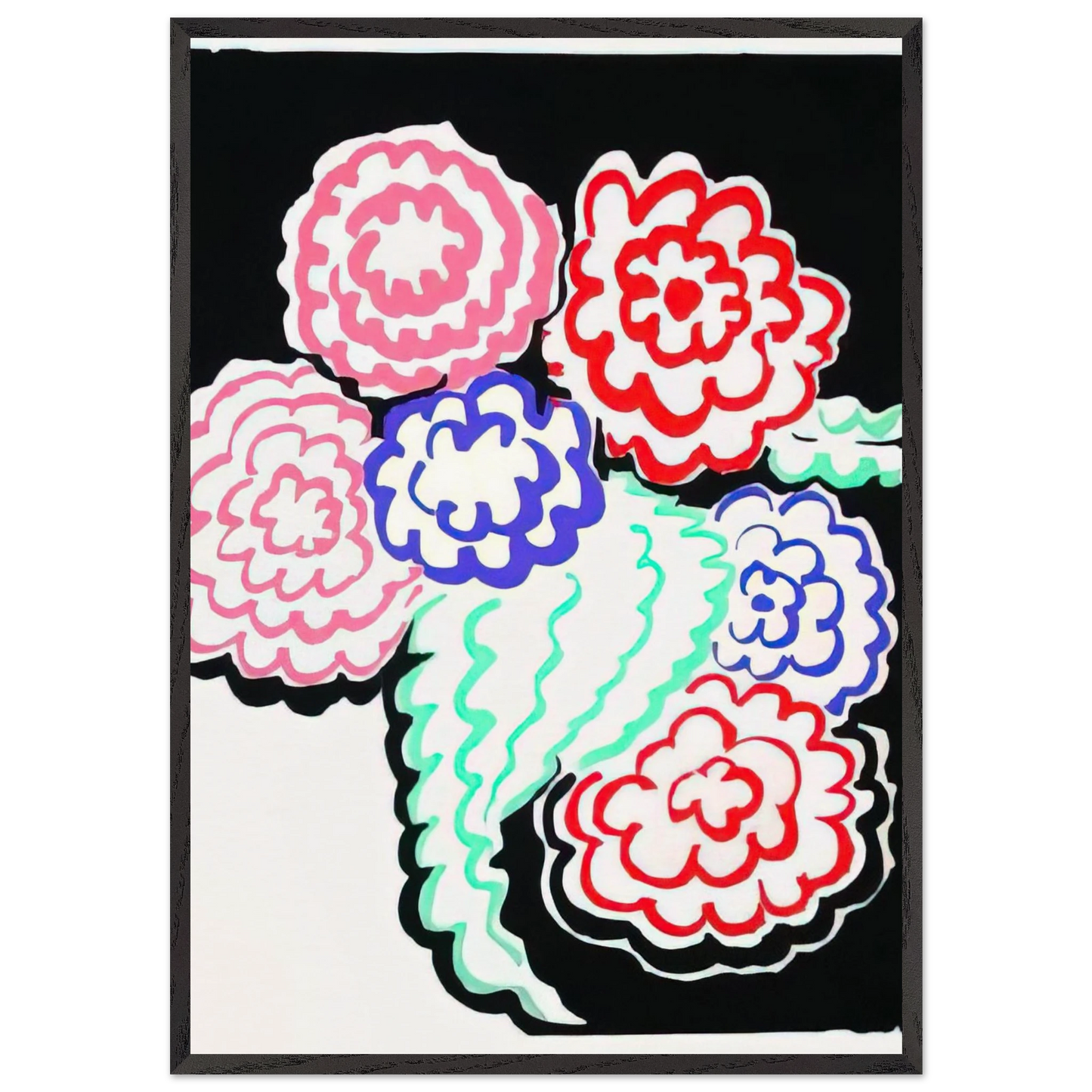 Wall artD181OULEURS IDEES 2 - Sonia Delaunay 70x100 cm / 28x40 inches Framed Art Print – Black Wooden Frame
