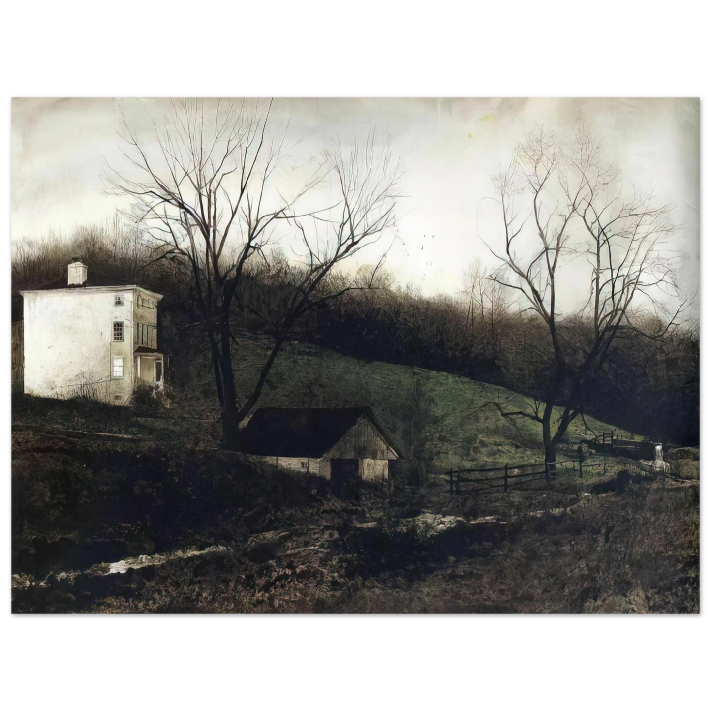 Andrew Wyeth - EVENING AT KUERNERS Wall Art - 21x29.7 cm / 8x12" - Fine Art Poster-canvas - -