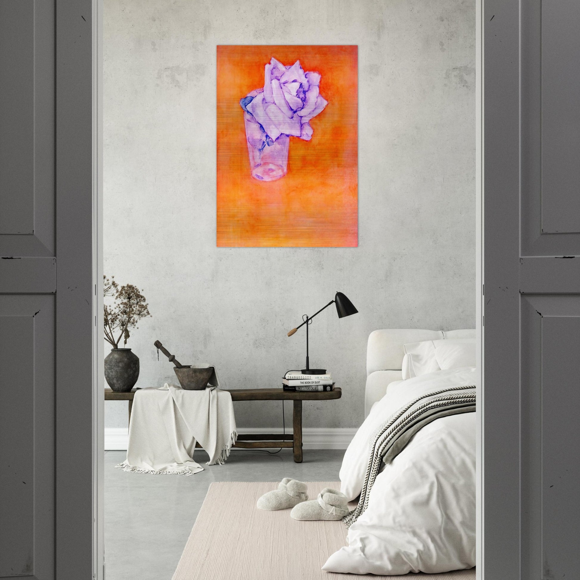 White Rose in a Glass - Piet Mondrian Brushed Aluminum Print - 70x100 cm / 28x40 inches | Piet Mondrian Aluminum Print | Piet Mondrian Prints