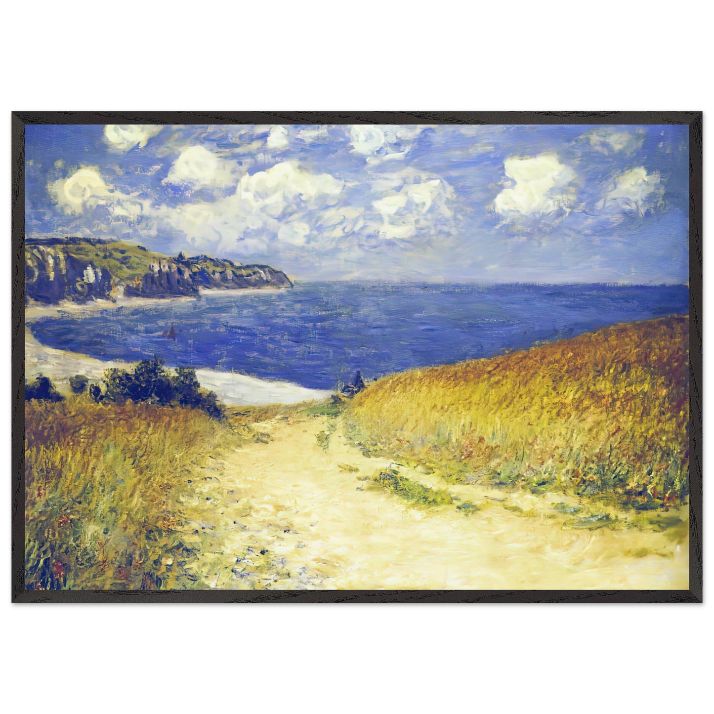Alley near Pourville - claude monet 70x100 cm / 28x40 inches Framed Art Print – Black Wooden Frame