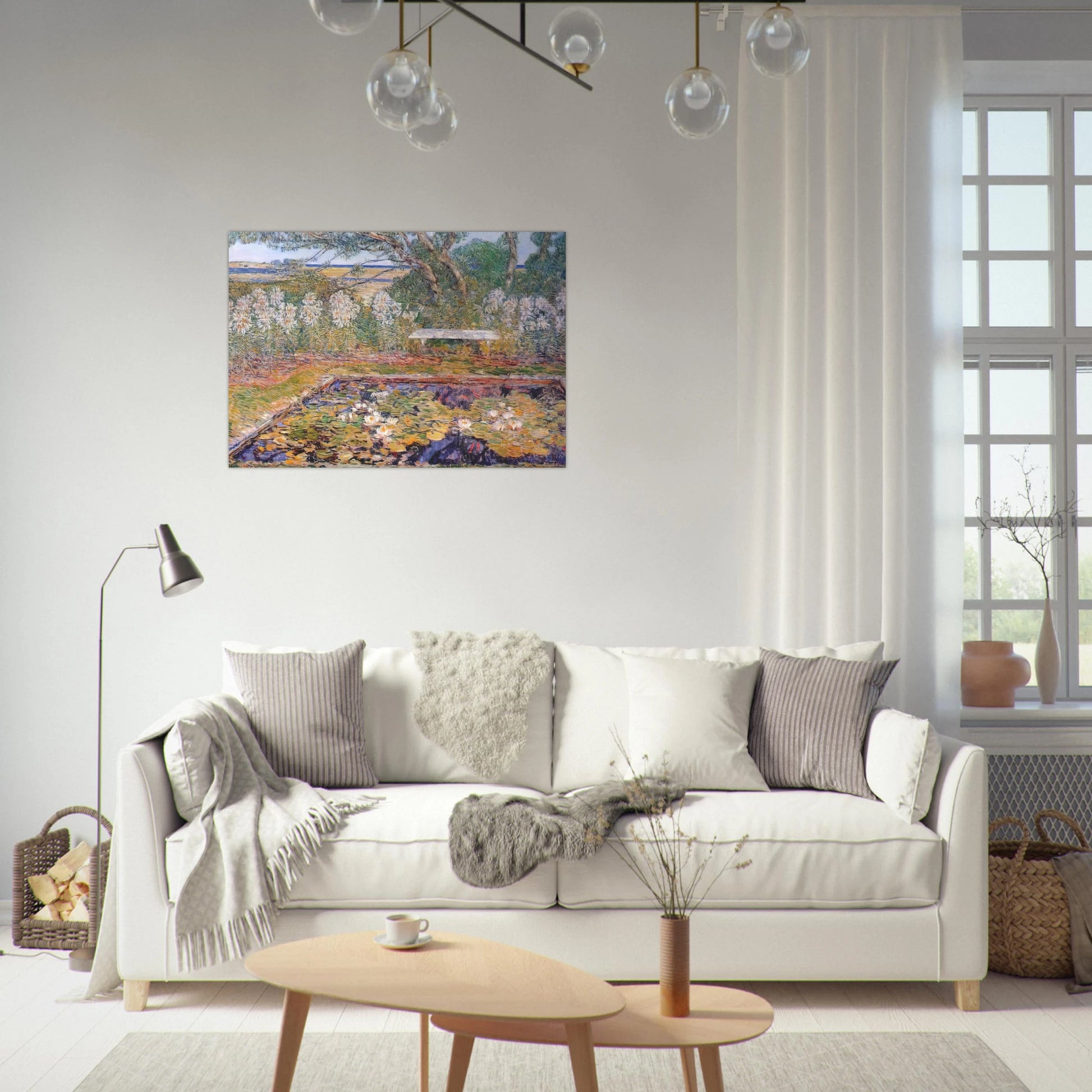 A long island garden - Childe Hassam Brushed Aluminum Print - 70x100 cm / 28x40 inches | Childe Hassam Aluminum Print | Childe Hassam Prints
