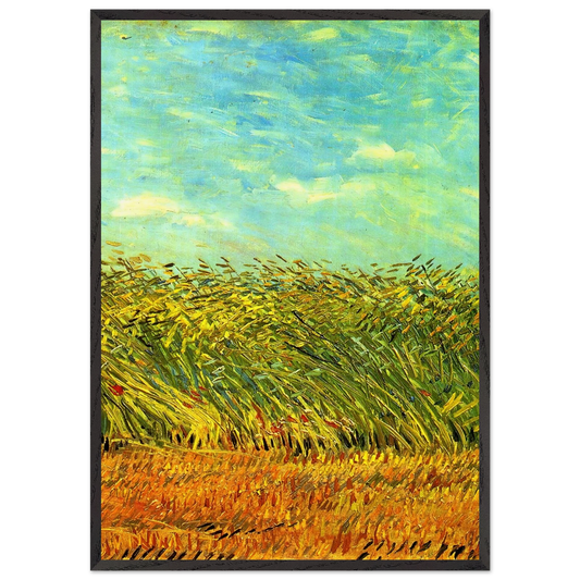 Wheat Field with a Lark - Vincent van Gogh 70x100 cm / 28x40 inches Framed Art Print – Black Wooden Frame