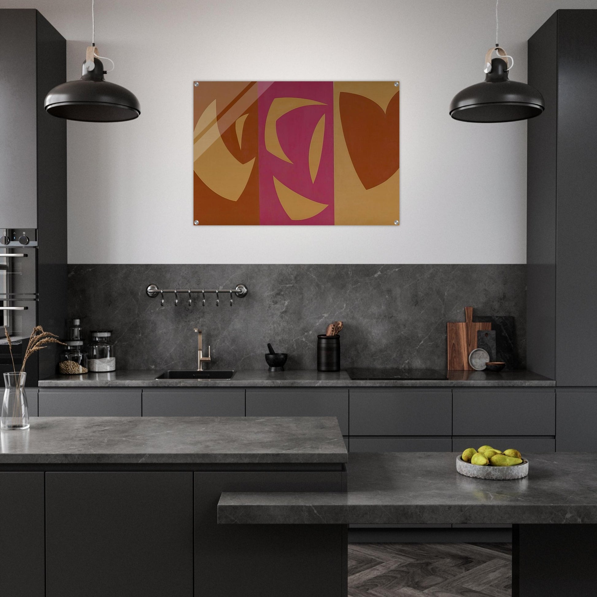 Triptyque ocre-violet-rouge - Fernand Leduc Acrylic Print - 70x100 cm / 28x40″ inches