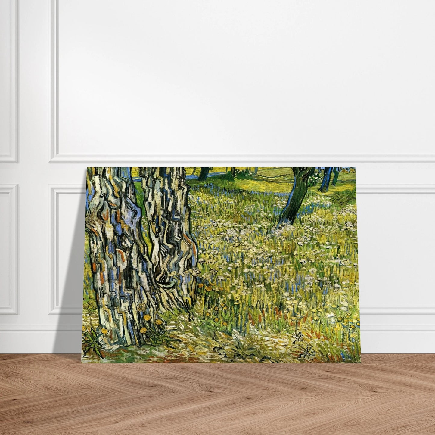 Tree Trunks in the Grass - Vincent van Gogh Brushed Aluminum Print - 70x100 cm / 28x40 inches | Vincent van Gogh Aluminum Print | Vincent van Gogh Prints