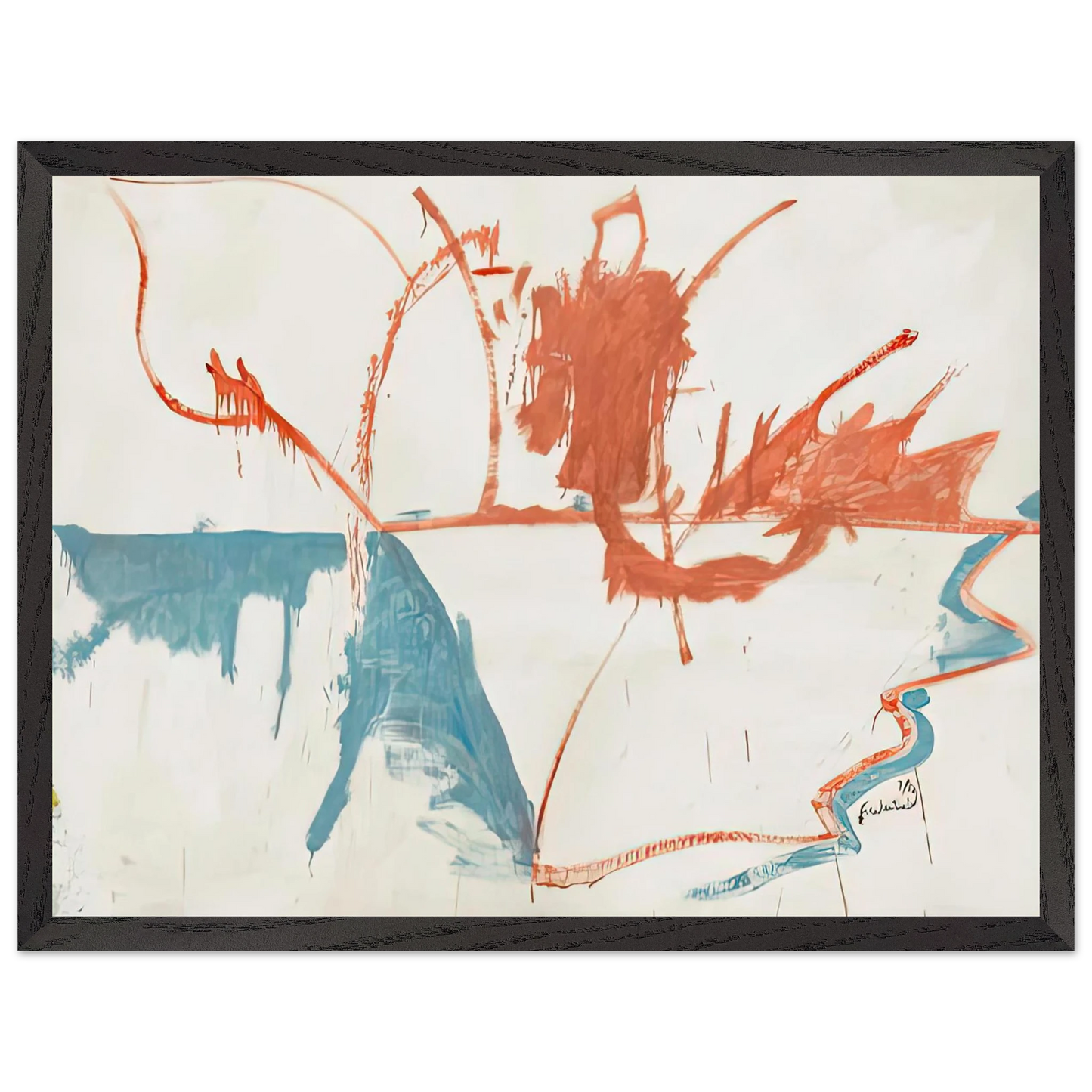 Helen Frankenthaler - French Horizon, 1958- Wall Art - 60x80 cm / 24x32 inches - Premium Wooden Framed Poster With Fine Art Paper-canvas - Black frame