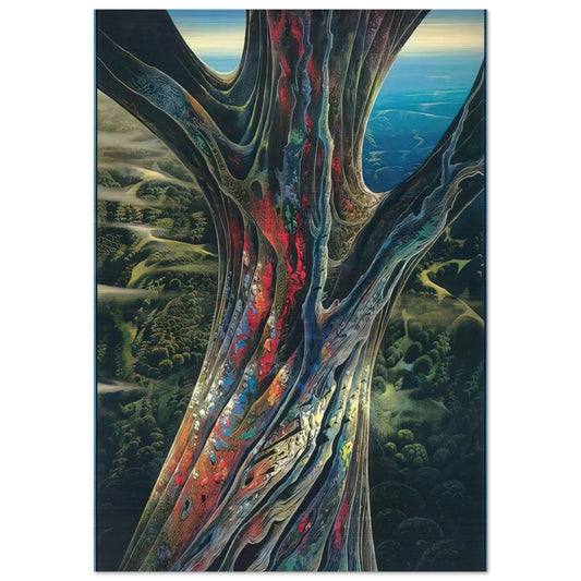 The Great Jewel Tree - Eyvind Earle Brushed Aluminum Print - 70x100 cm / 28x40 inches | Eyvind Earle Aluminum Print | Eyvind Earle Prints