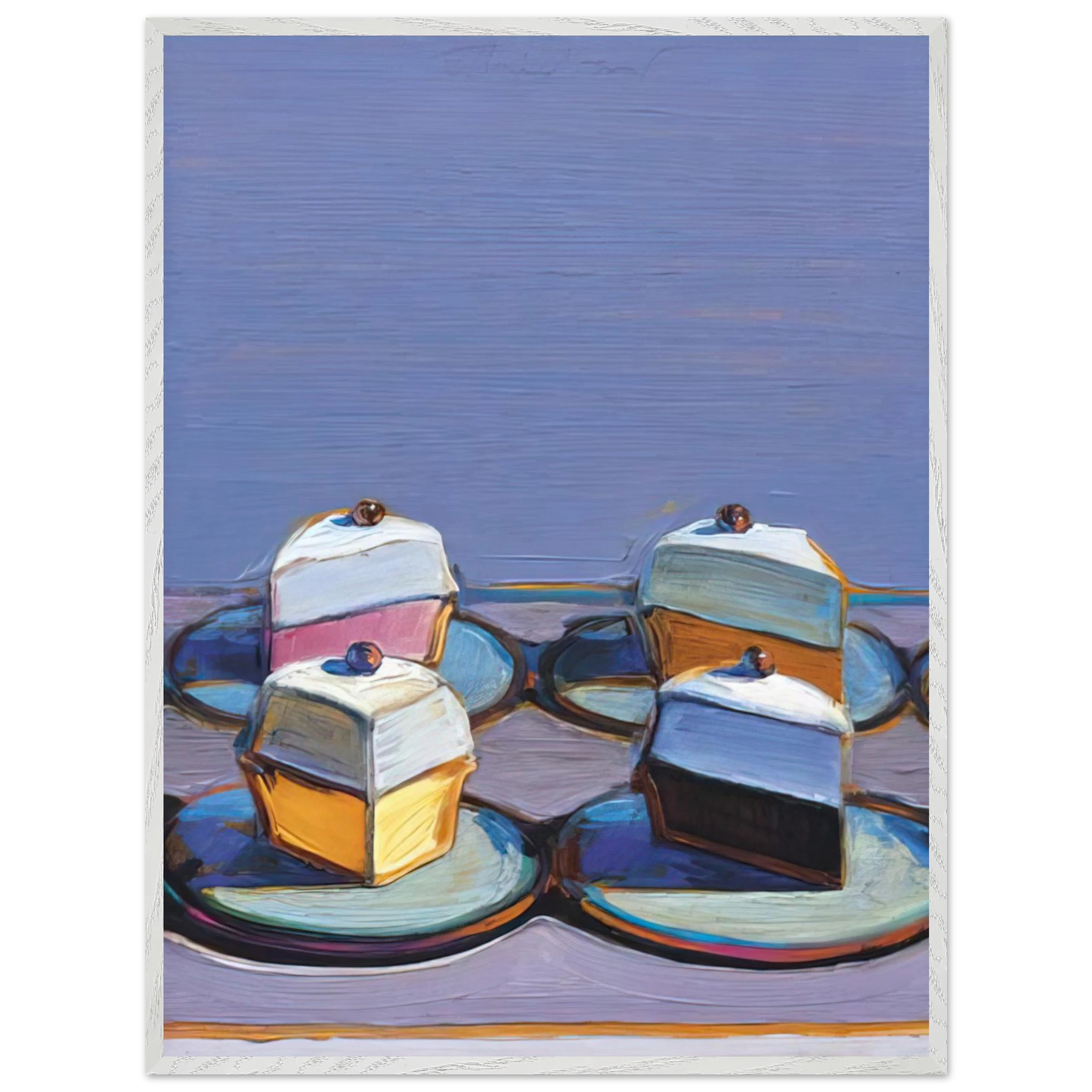 Wayne Thiebaud - Meringue Mix - 1999 Wall Art - 21x29.7 cm / 8x12" - Premium Wooden Framed Poster With Fine Art Paper - White frame