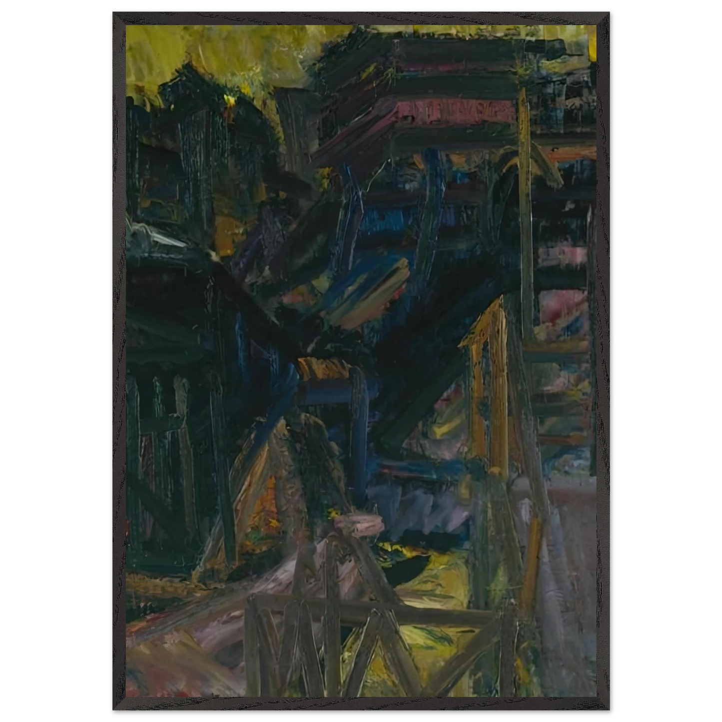 TO THE STUDIOS 1980 - Frank Auerbach 70x100 cm / 28x40 inches Framed Art Print – Black Wooden Frame