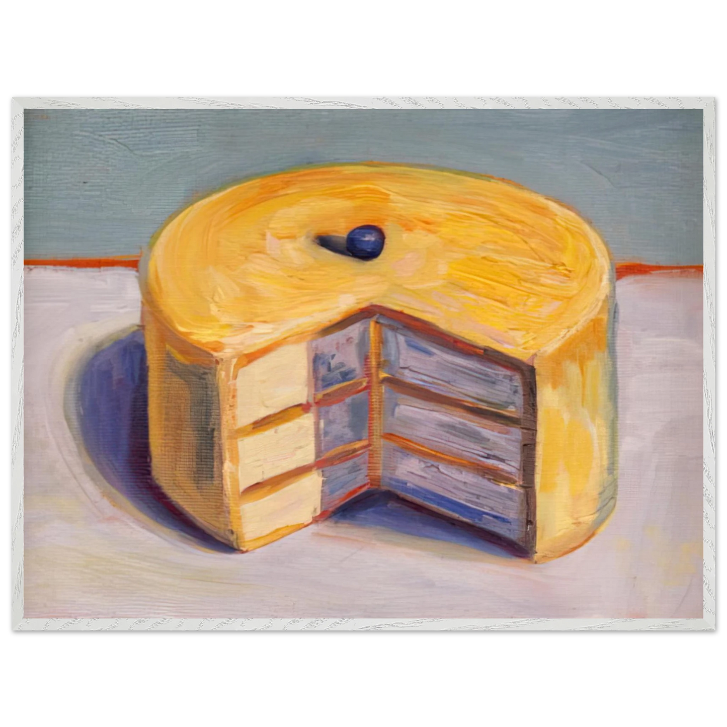 Wayne Thiebaud - Lemon Cake - 1964 Wall Art - 21x29.7 cm / 8x12" - Premium Wooden Framed Poster With Fine Art Paper-canvas - Black frame