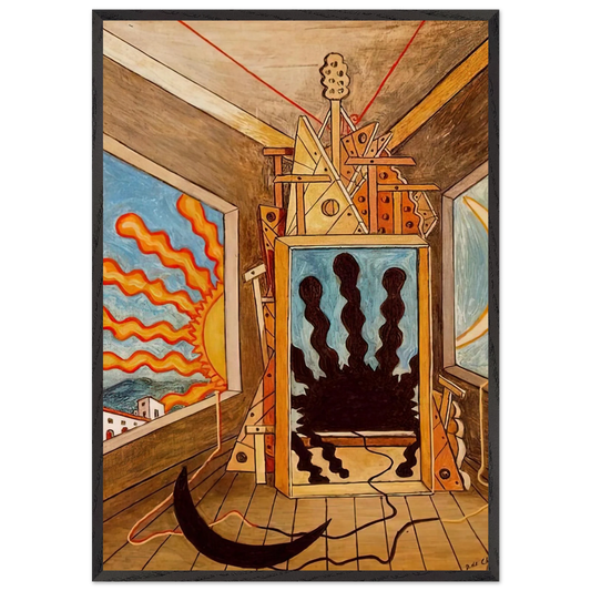 METAPHYSICAL INTERIOR WITH SUN WHICH DIES 1971 - Giorgio de Chirico 70x100 cm / 28x40 inches Framed Art Print – Black Wooden Frame