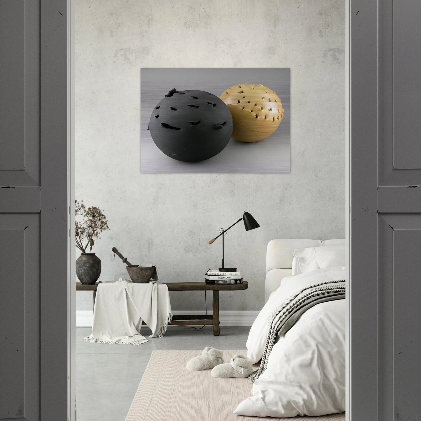 Sphere - 1957 - Lucio Fontana Brushed Aluminum Print - 70x100 cm / 28x40 inches | Lucio Fontana Aluminum Print | Lucio Fontana Prints