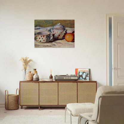 Still Life with Cup and Sugar Bowl - Pierre-Auguste Renoir Brushed Aluminum Print - 70x100 cm / 28x40 inches | Pierre-Auguste Renoir Aluminum Print | Pierre-Auguste Renoir Prints