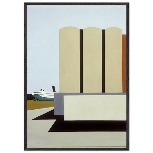 Boat and Grain Elevators No 2 - 1942 - Ralston Crawford 70x100 cm / 28x40 inches Framed Art Print – Black Wooden Frame
