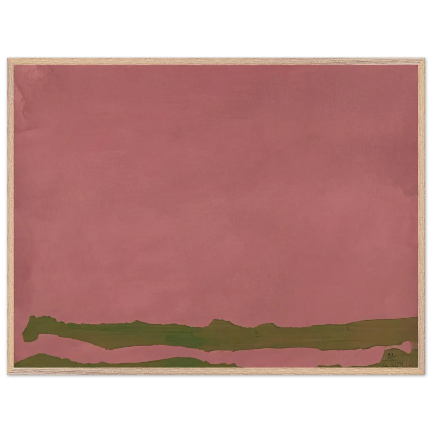Helen Frankenthaler - Green Likes Mauve - 1970 Wall art - 28x43  cm / XL (11x17 Inches) - Premium Wooden Framed Poster With Fine Art Paper - Wood frame