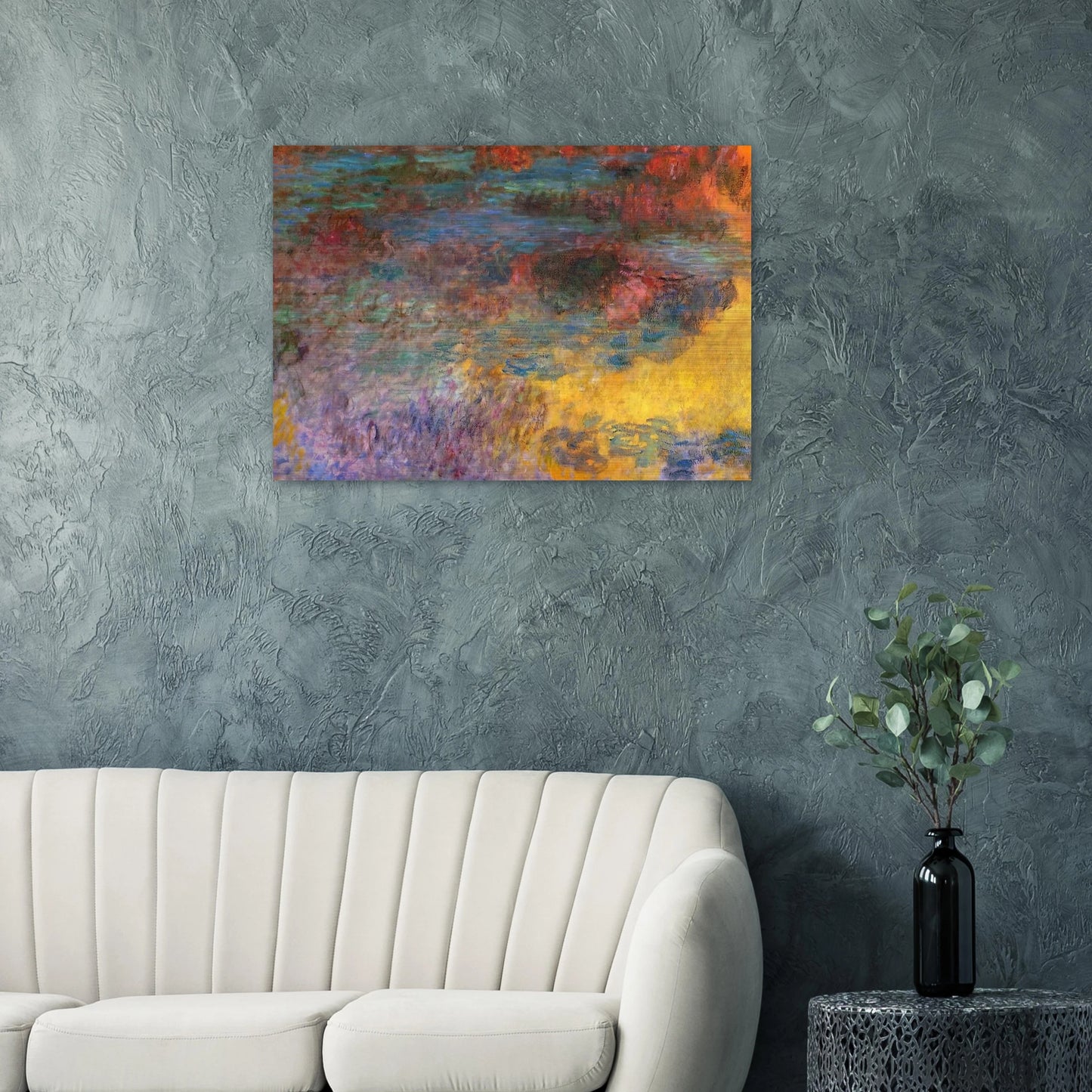 Water Lily Pond, Evening left panel - claude monet Brushed Aluminum Print - 70x100 cm / 28x40 inches | claude monet Aluminum Print | claude monet Prints