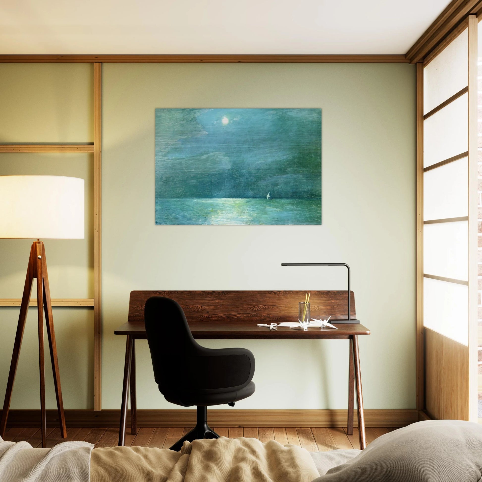 Moonlight on the Sound - Childe Hassam Brushed Aluminum Print - 70x100 cm / 28x40 inches | Childe Hassam Aluminum Print | Childe Hassam Prints