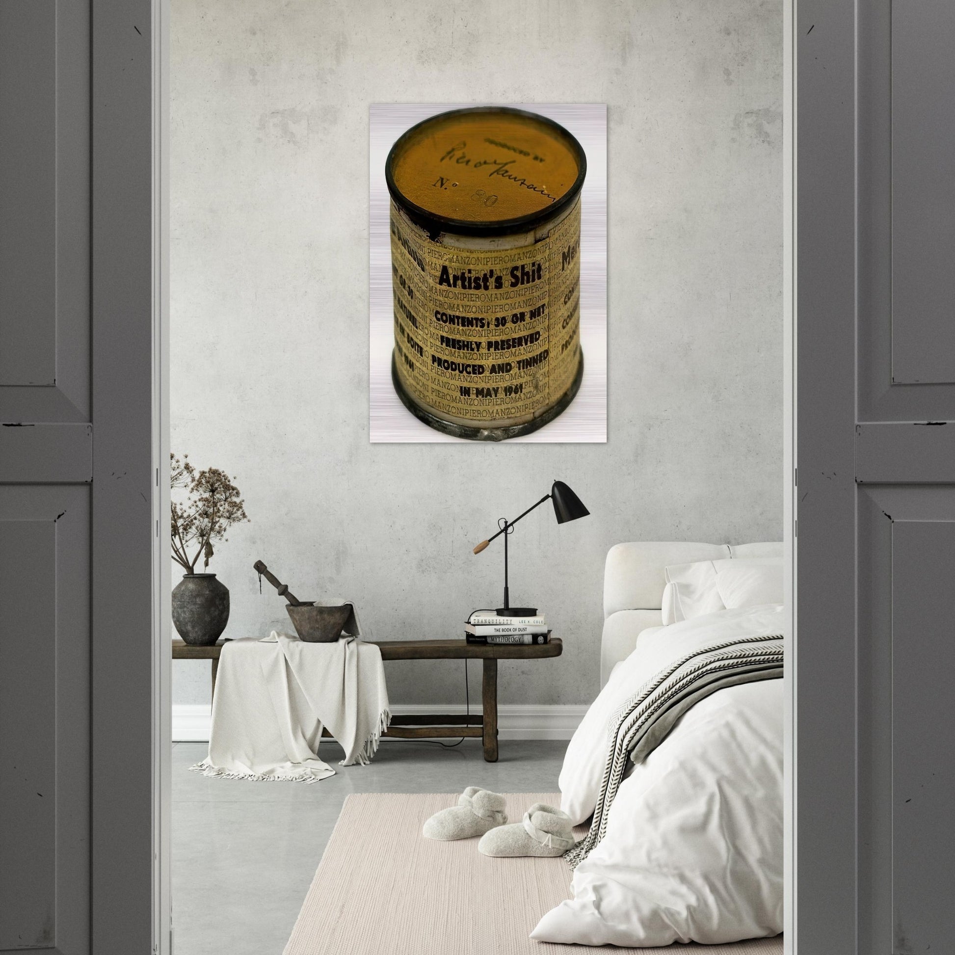 Artist's Shit - Piero Manzoni Brushed Aluminum Print - 70x100 cm / 28x40 inches | Piero Manzoni Aluminum Print | Piero Manzoni Prints