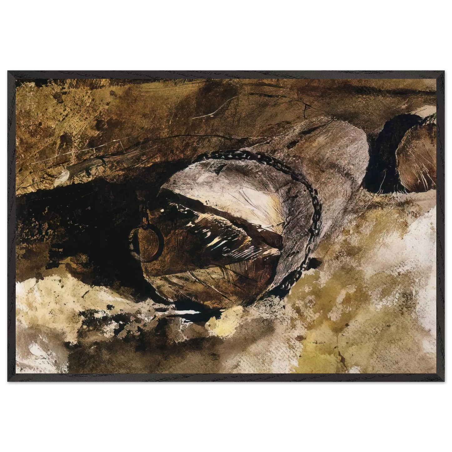 LOG CHAIN - Andrew Wyeth 70x100 cm / 28x40 inches Framed Art Print – Black Wooden Frame