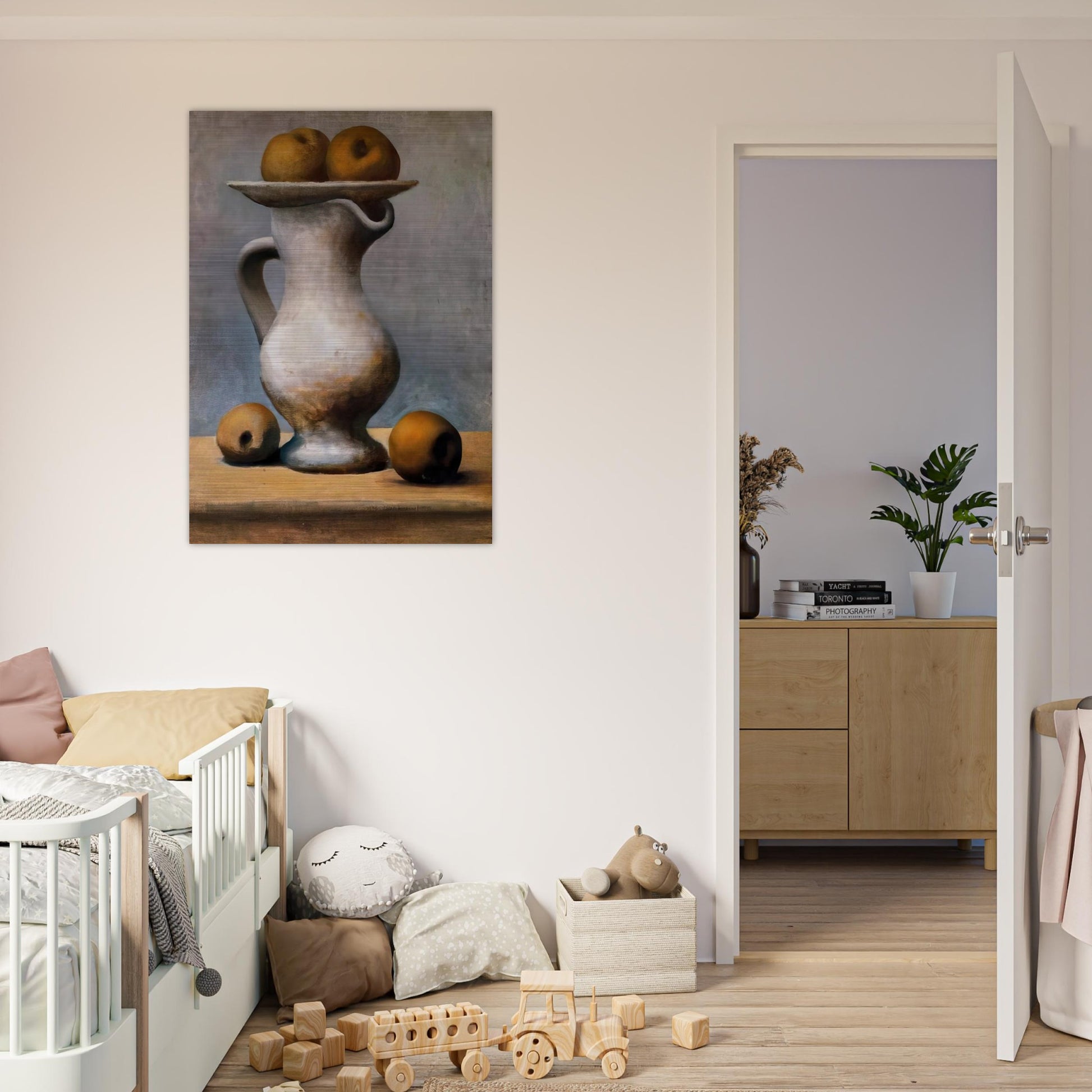 Still life with pitcher and apples - Pablo Picasso Brushed Aluminum Print - 70x100 cm / 28x40 inches | Pablo Picasso Aluminum Print | Pablo Picasso Prints