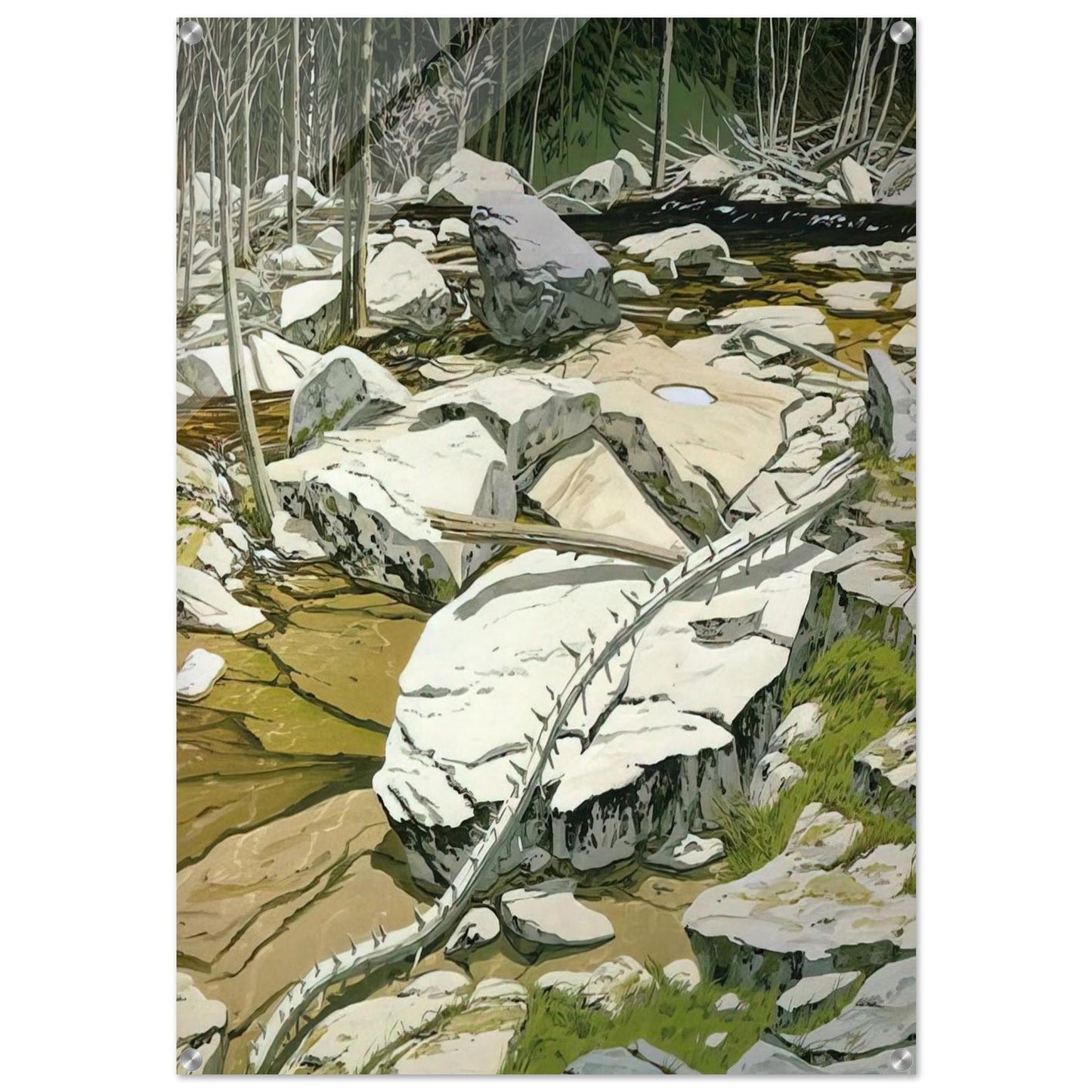 The Blue Pool - 1980 - Neil Welliver Acrylic Print - 70x100 cm / 28x40″ inches | Neil Welliver Wall Art | Neil Welliver Prints