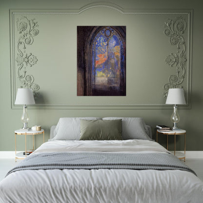 STAINED GLASS WINDOW THE MYSTERIOUS GARDEN - Odilon Redon Brushed Aluminum Print - 70x100 cm / 28x40 inches | Odilon Redon Aluminum Print | Odilon Redon Prints