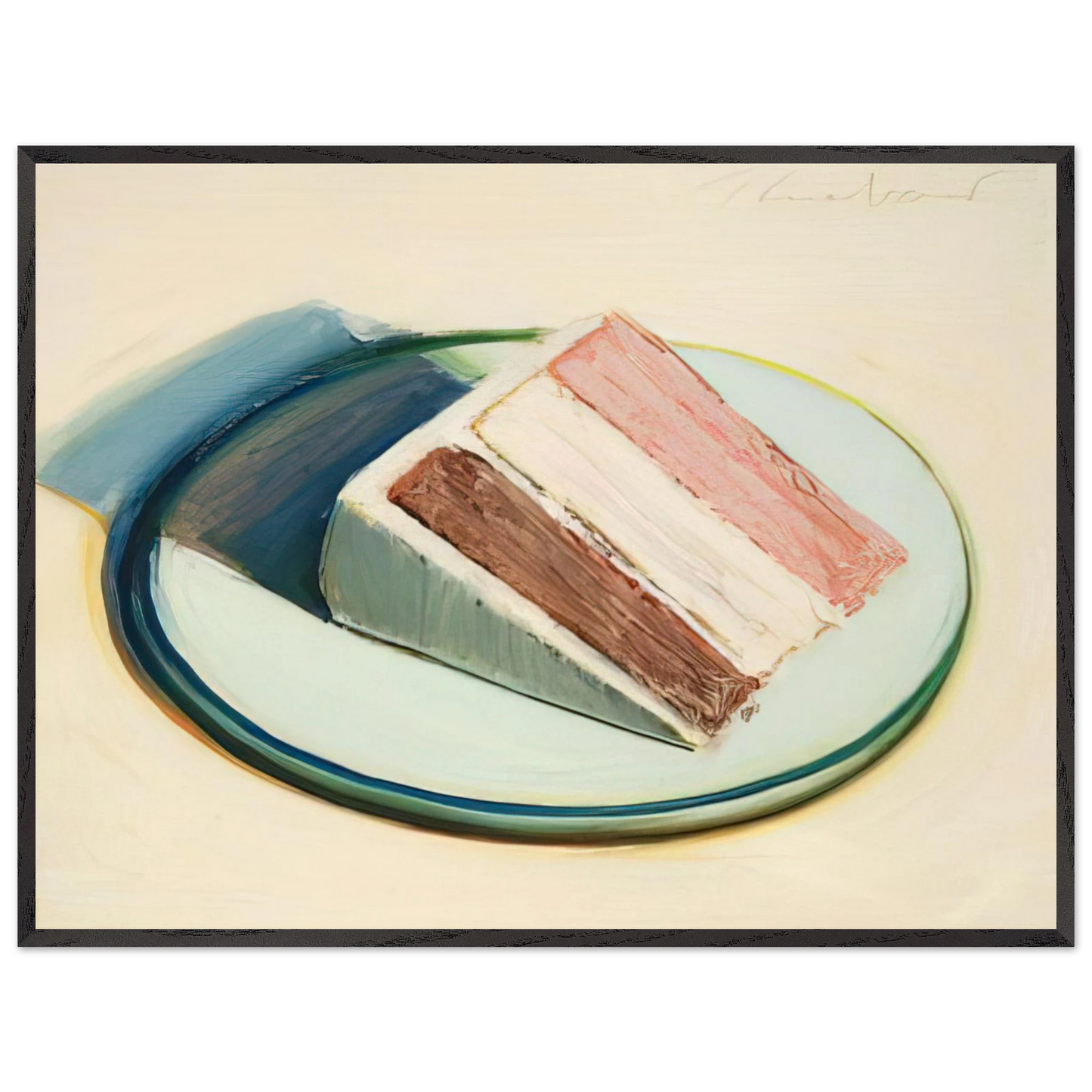 Wayne Thiebaud - Cake Slice - 1979 Wall Art - 30x40 cm / 12x16 inches - Premium Wooden Framed Poster With Fine Art Paper - Wood frame