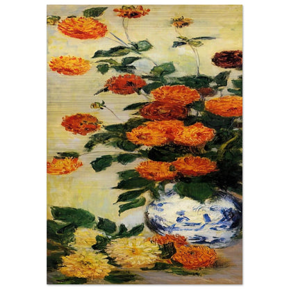 Dahlias - claude monet Brushed Aluminum Print - 70x100 cm / 28x40 inches | claude monet Aluminum Print | claude monet Prints