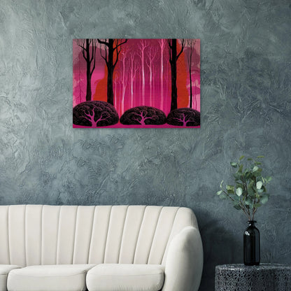 Crimson Glory - Eyvind Earle Brushed Aluminum Print - 70x100 cm / 28x40 inches | Eyvind Earle Aluminum Print | Eyvind Earle Prints