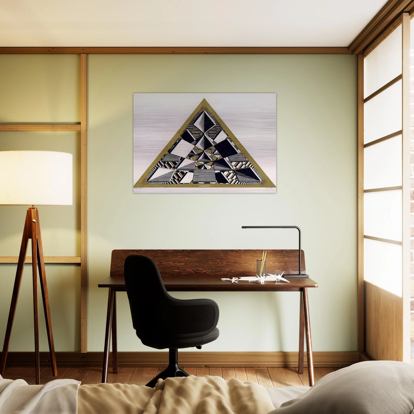 THREE INTERSECTING PLANES COLOUR - MC Escher Brushed Aluminum Print - 70x100 cm / 28x40 inches | MC Escher Aluminum Print | MC Escher Prints