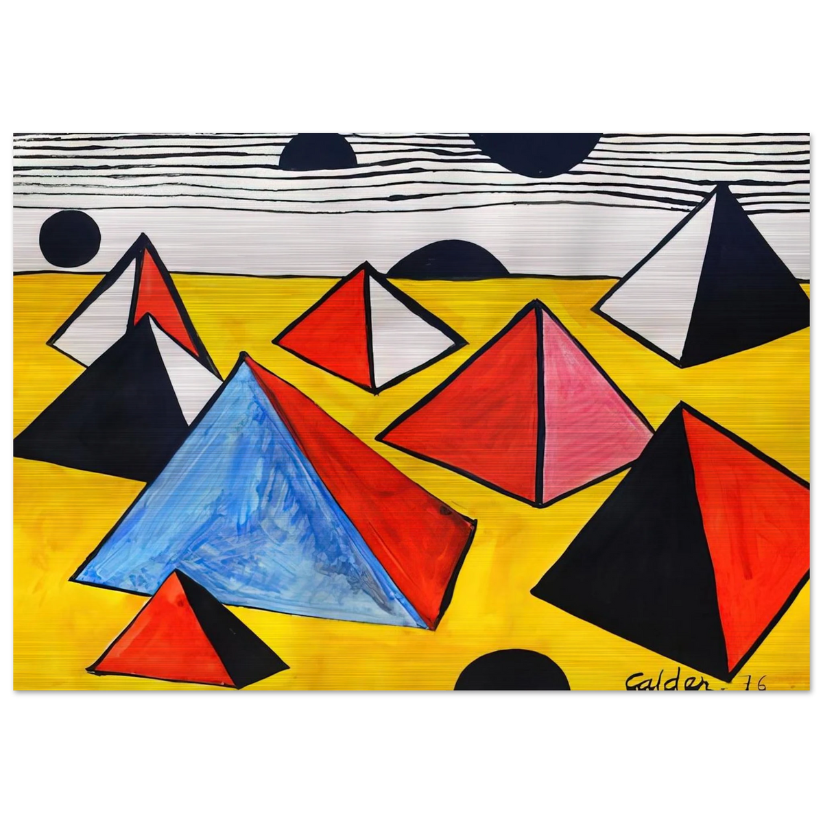 PYRAMIDS 1975 - Alexander Calder Brushed Aluminum Print - 70x100 cm / 28x40 inches | Alexander Calder Aluminum Print | Alexander Calder Prints