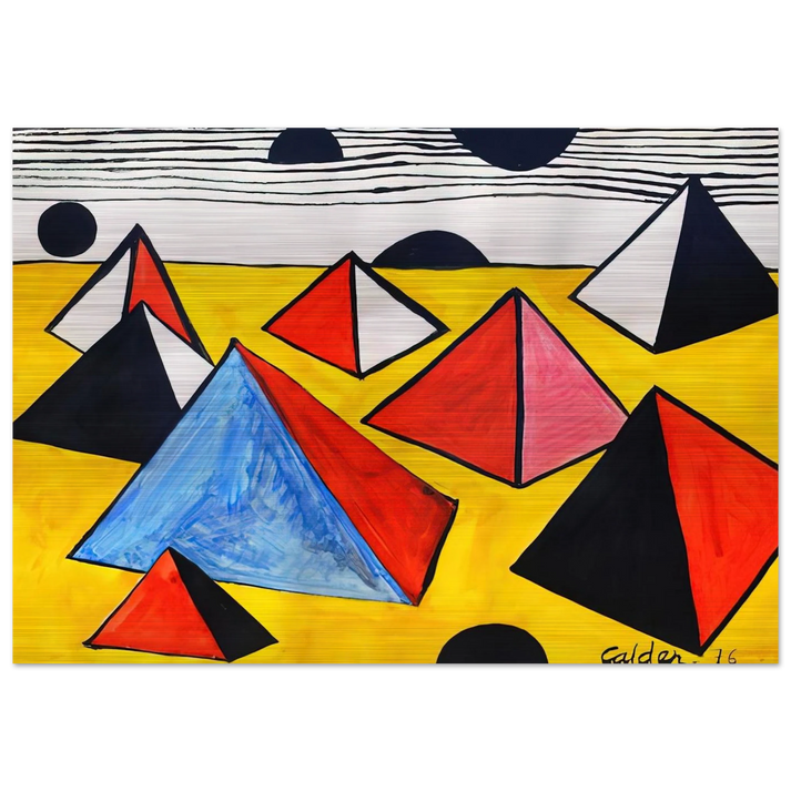 PYRAMIDS 1975 - Alexander Calder Brushed Aluminum Print - 70x100 cm / 28x40 inches | Alexander Calder Aluminum Print | Alexander Calder Prints