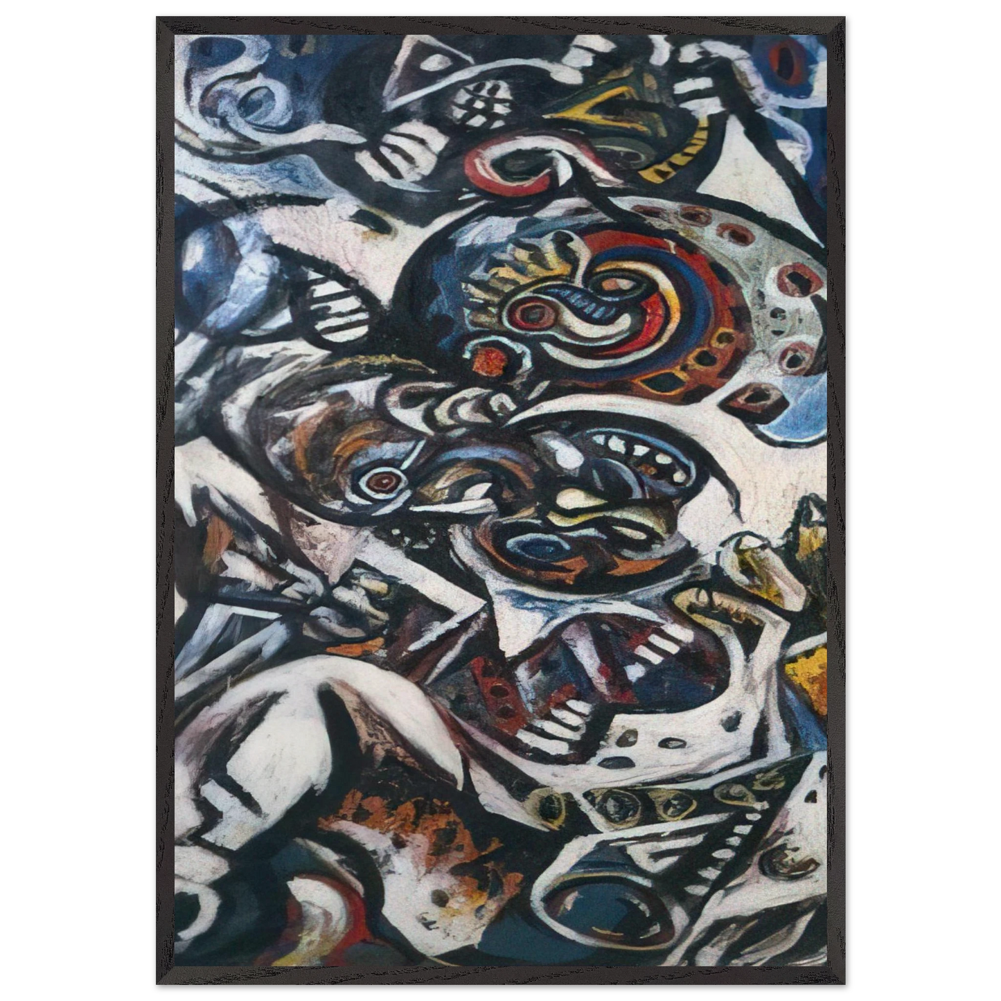 Birth N2 - Jackson Pollock 70x100 cm / 28x40 inches Framed Art Print – Black Wooden Frame
