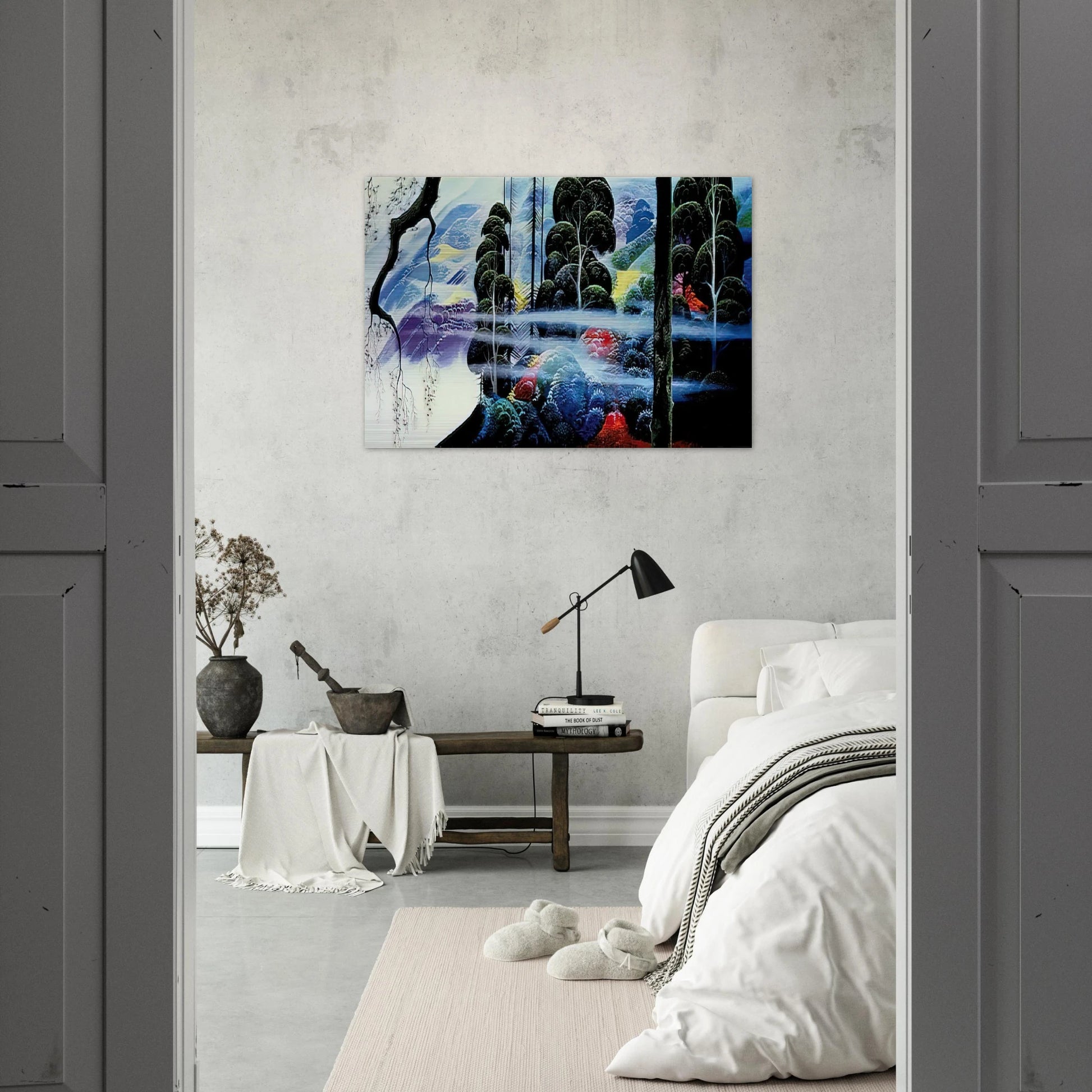 Along the Coast - Eyvind Earle Brushed Aluminum Print - 70x100 cm / 28x40 inches | Eyvind Earle Aluminum Print | Eyvind Earle Prints