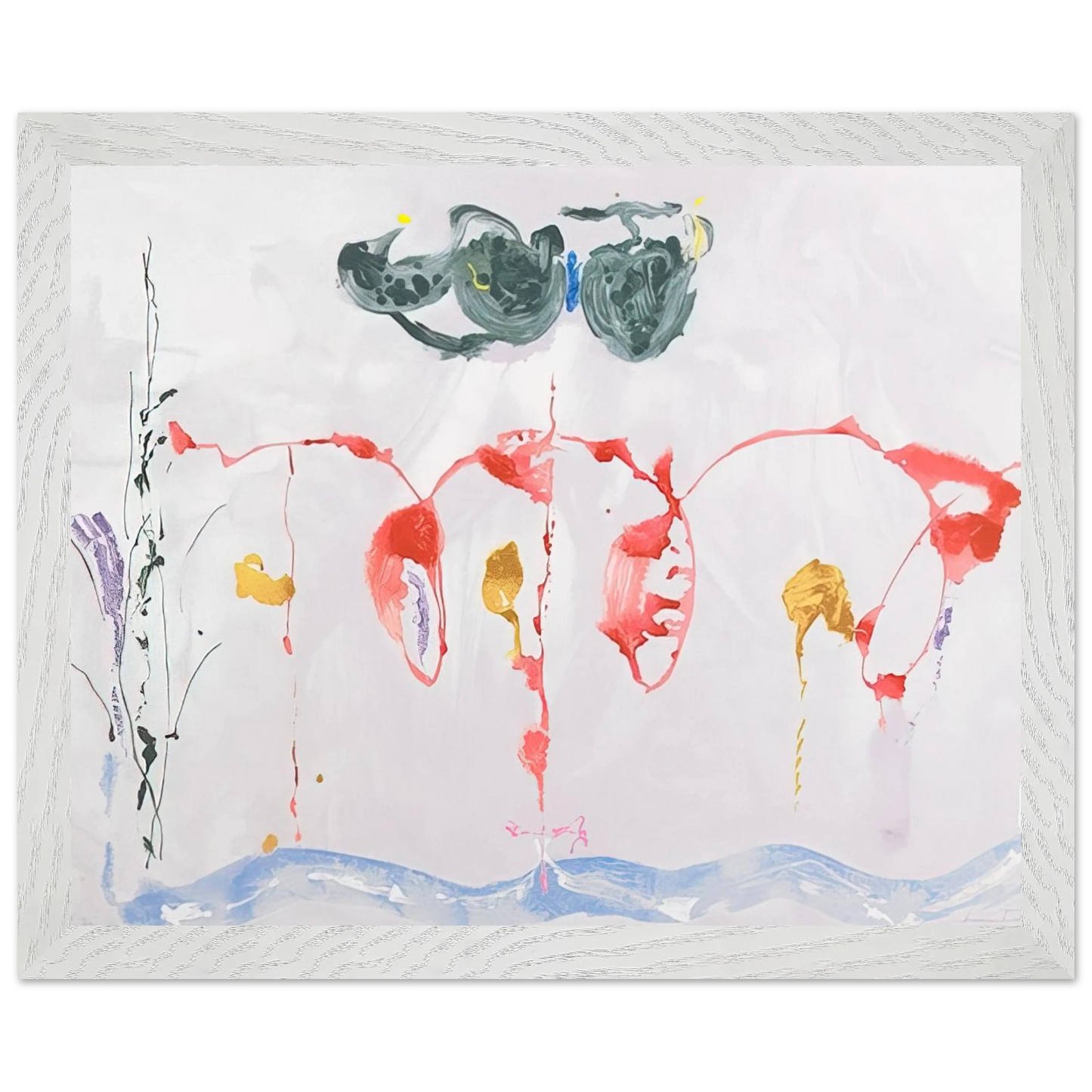 Helen Frankenthaler - Aerie - 2009 Wall art - 20x25 cm / 8x10 inches - Premium Wooden Framed Poster With Fine Art Paper-canvas - White frame