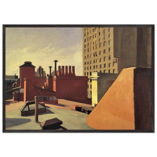 City Roofs - Edward Hopper 70x100 cm / 28x40 inches Framed Art Print – Black Wooden Frame