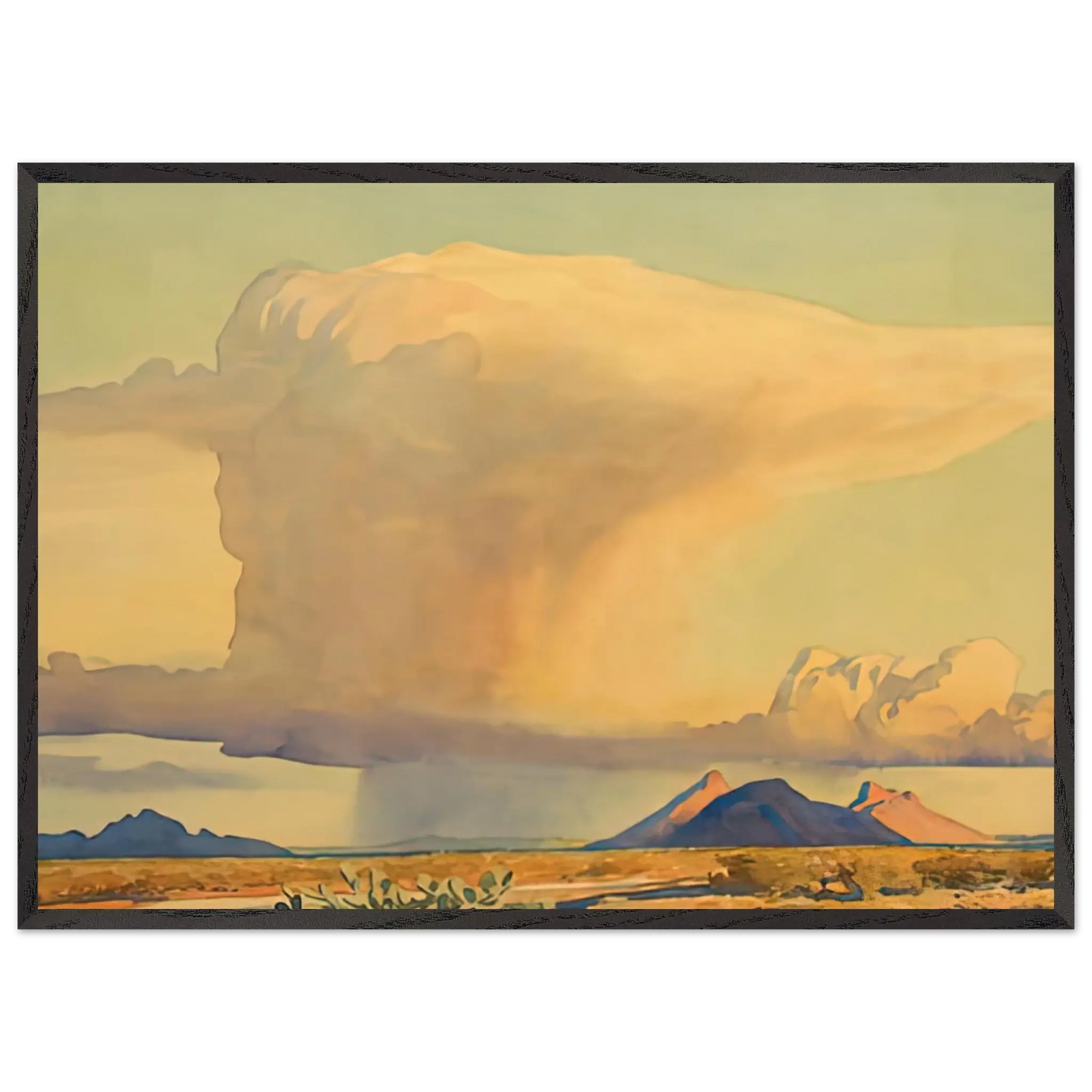 Maynard Dixon - DROUGHT AND DOWNPOUR 1944 Wall art - 40x50 cm / 16x20 Inches - Premium Wooden Framed Poster With Fine Art Paper - White frame