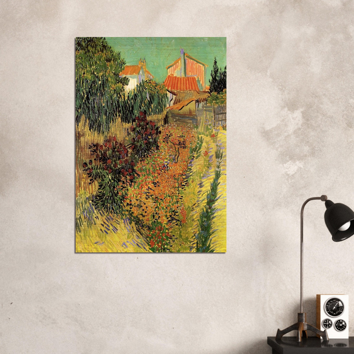 Garden Behind a House - Vincent van Gogh Brushed Aluminum Print - 70x100 cm / 28x40 inches | Vincent van Gogh Aluminum Print | Vincent van Gogh Prints