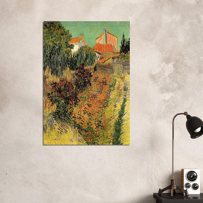 Garden Behind a House - Vincent van Gogh Brushed Aluminum Print - 70x100 cm / 28x40 inches | Vincent van Gogh Aluminum Print | Vincent van Gogh Prints