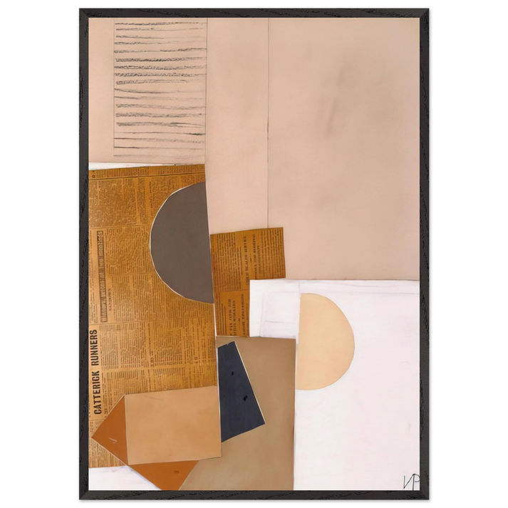 ABSTRACT IN WHITE GREY AND OCHRE 1949 - Victor Pasmore 70x100 cm / 28x40 inches Framed Art Print – Black Wooden Frame