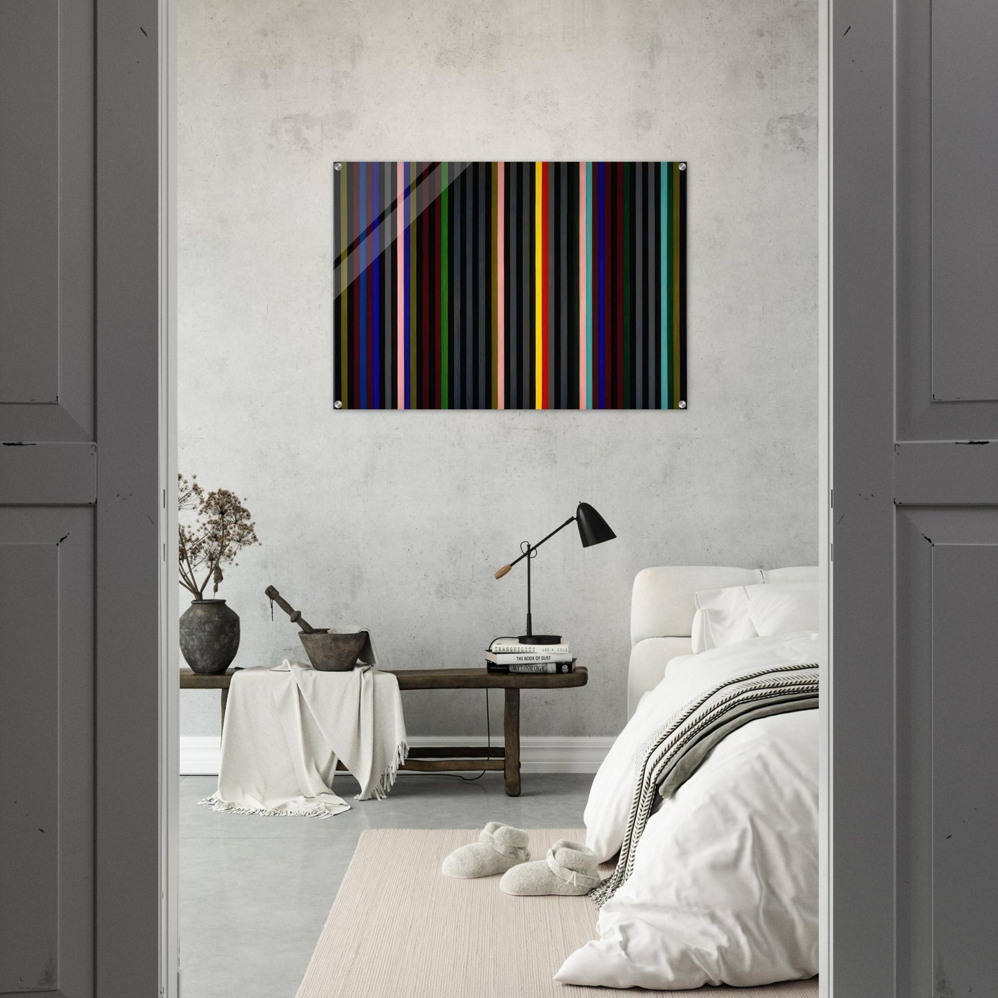 Black Grey Beat - 1964 - Gene Davis Acrylic Print - 70x100 cm / 28x40″ inches