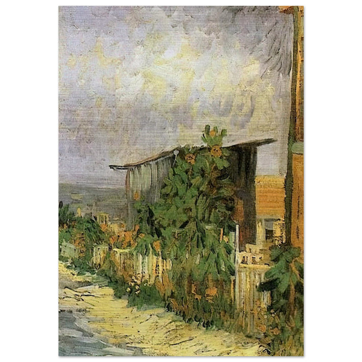 Montmartre Path with Sunflowers - Vincent van Gogh Brushed Aluminum Print - 70x100 cm / 28x40 inches | Vincent van Gogh Aluminum Print | Vincent van Gogh Prints
