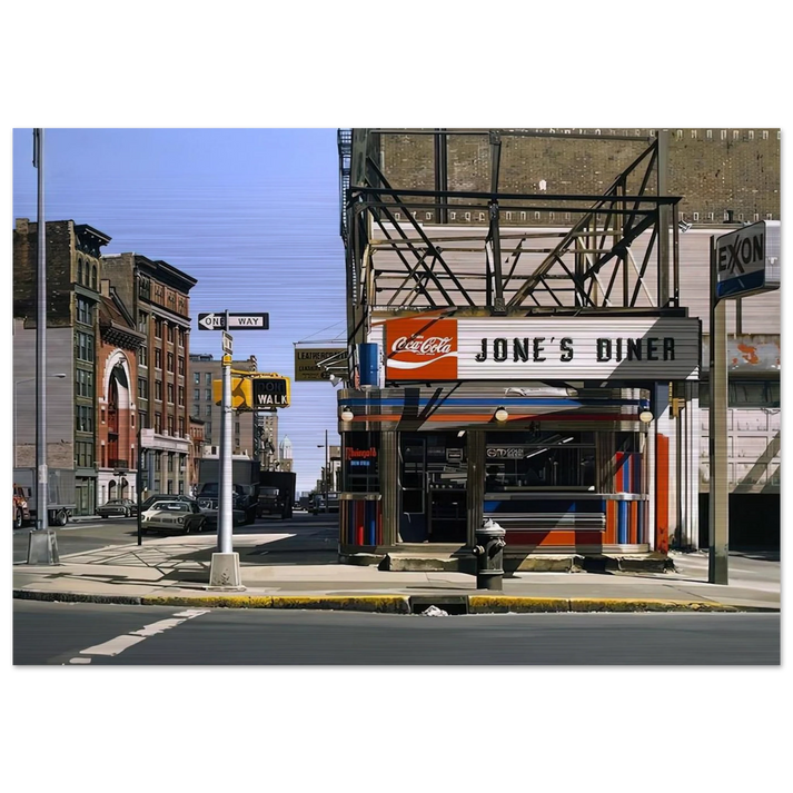 JONES DINER 1979 - Richard Estes Brushed Aluminum Print - 70x100 cm / 28x40 inches | Richard Estes Aluminum Print | Richard Estes Prints