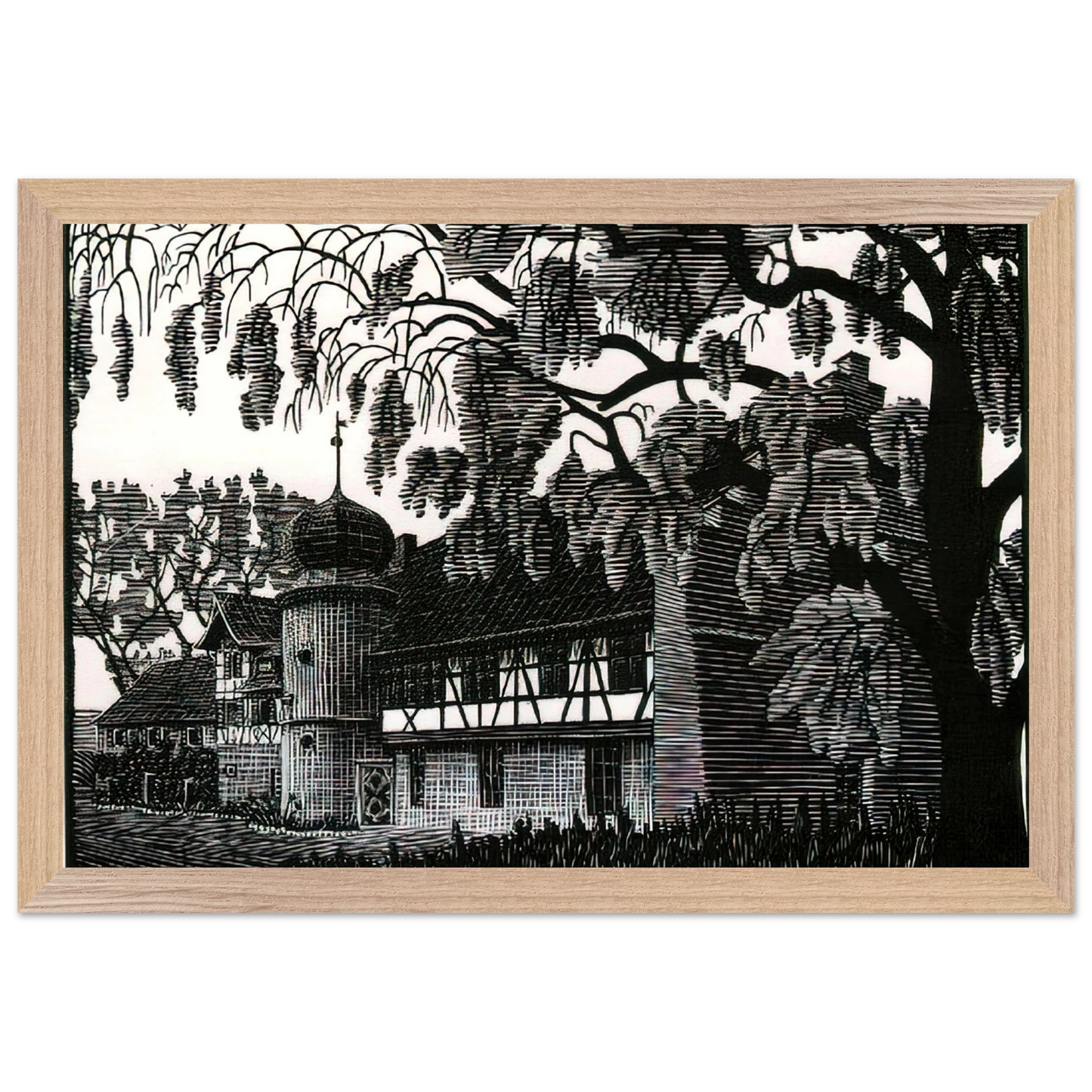 MC Escher - ESCHER (12) Wall Art - 30x40 cm / 12x16 inches - Premium Wooden Framed Poster With Fine Art Paper-canvas - White frame