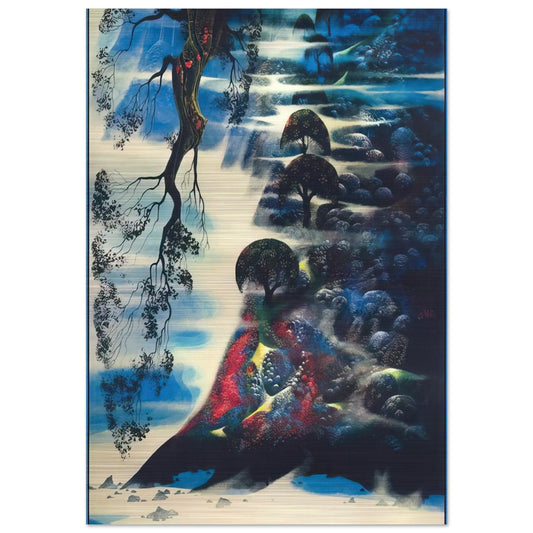 Summer Morning Mist - Eyvind Earle Brushed Aluminum Print - 70x100 cm / 28x40 inches | Eyvind Earle Aluminum Print | Eyvind Earle Prints