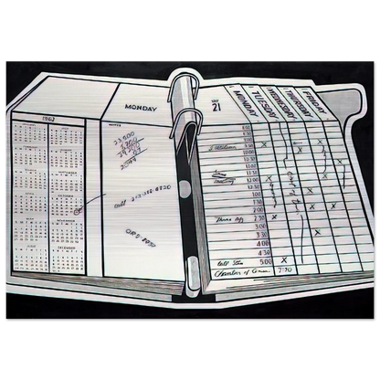 DESK CALENDAR 1962 - Roy Lichtenstein Brushed Aluminum Print - 70x100 cm / 28x40 inches | Roy Lichtenstein Aluminum Print | Roy Lichtenstein Prints