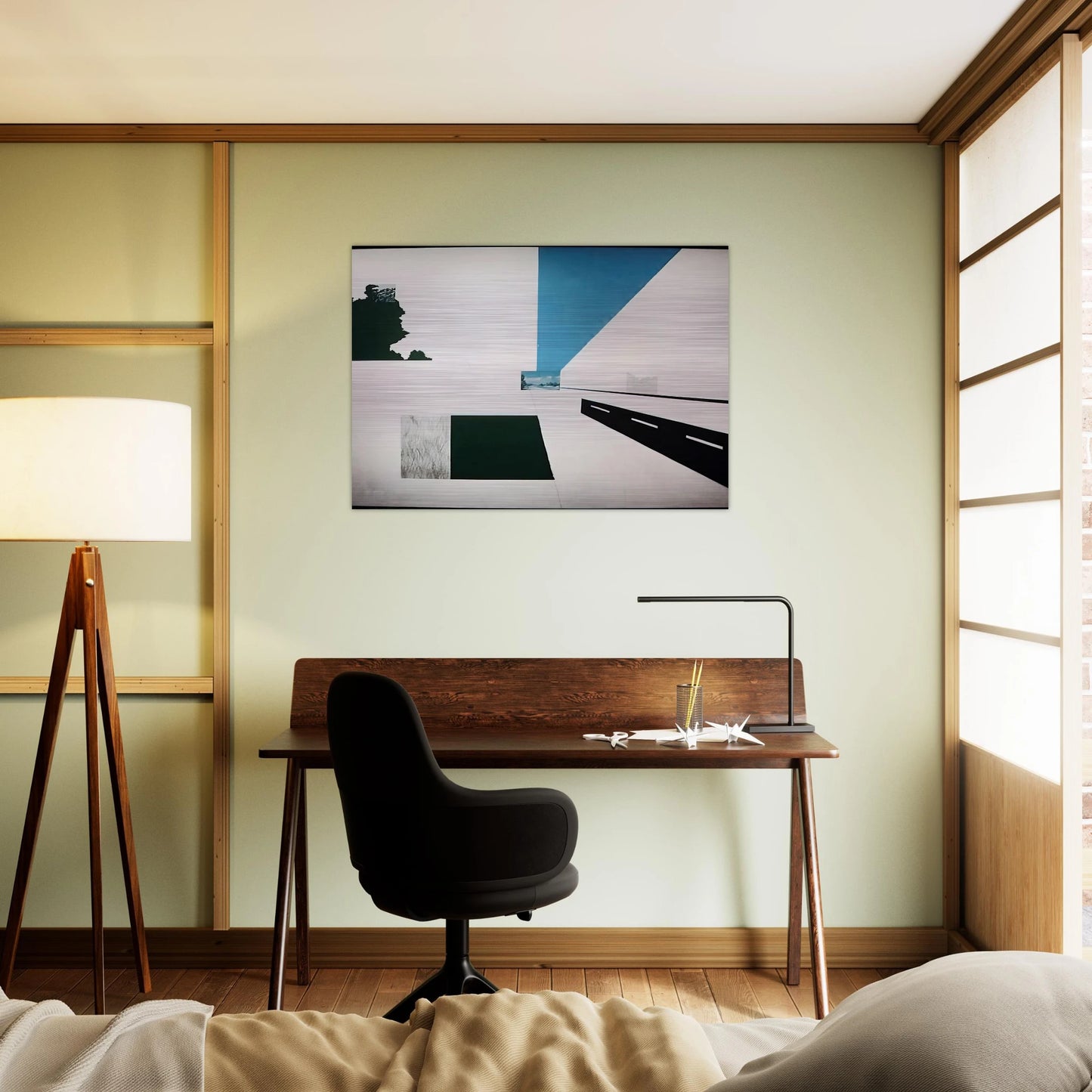 Looking North at 121 Mile Marker - Pop Art - Allan D Arcangelo Brushed Aluminum Print - 70x100 cm / 28x40 inches | Allan D Arcangelo Aluminum Print | Allan D Arcangelo Prints