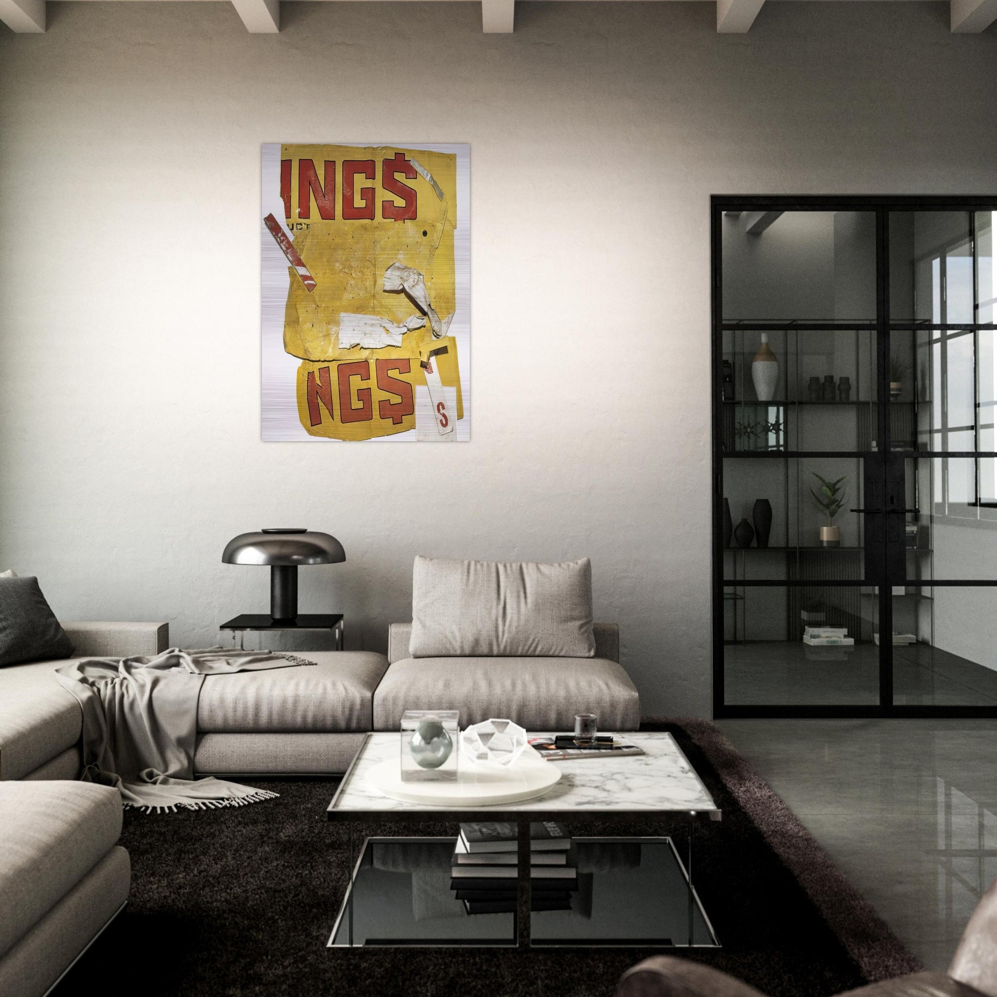 YELLOW MOBY GLUT 1986 - Robert Rauschenberg Brushed Aluminum Print - 70x100 cm / 28x40 inches | Robert Rauschenberg Aluminum Print | Robert Rauschenberg Prints
